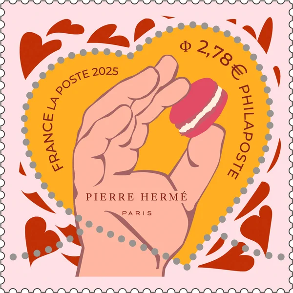 Timbre cœur et macaron Pierre Hermé © La Poste