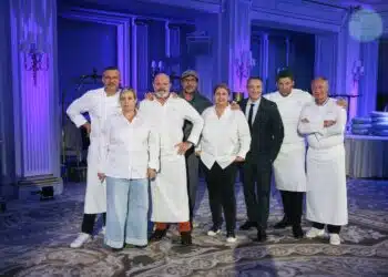 ©Thomas Padilla/Agence1827/M6 ; Enregistrement de l emission Top Chefs au Four Season GeorgeV. Episode03. Helene Darroze, Philippe Etchebest, Glenn Viel, Paul Pairet, Stephanie Le Quellec, Stephane Rotenberg, Fabien Ferre, Eric Frechon.