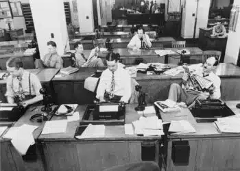 Image : New york times journal, Salle de presse, 1942. Utilisation gratuite.