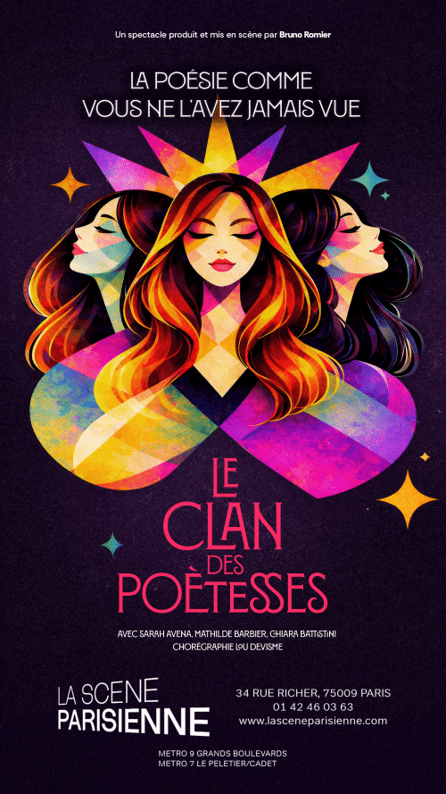 Le Clan des Poétesses, avec une poésie résolument moderne. Mise en scene: Bruno Romier, Affiche Visuel DR