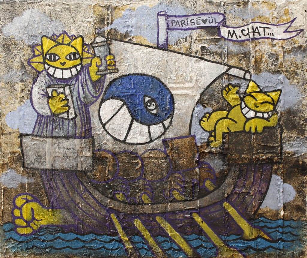 M.Chat, La guerre de Troyes, Galerie Laurent Rigail, Photo DR Bruno Pellarin